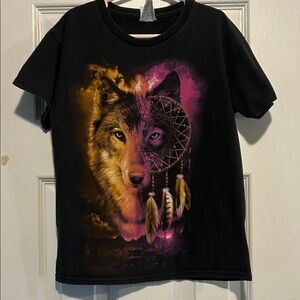 Black Wolf Dreamcatcher Kids T-Shirt
